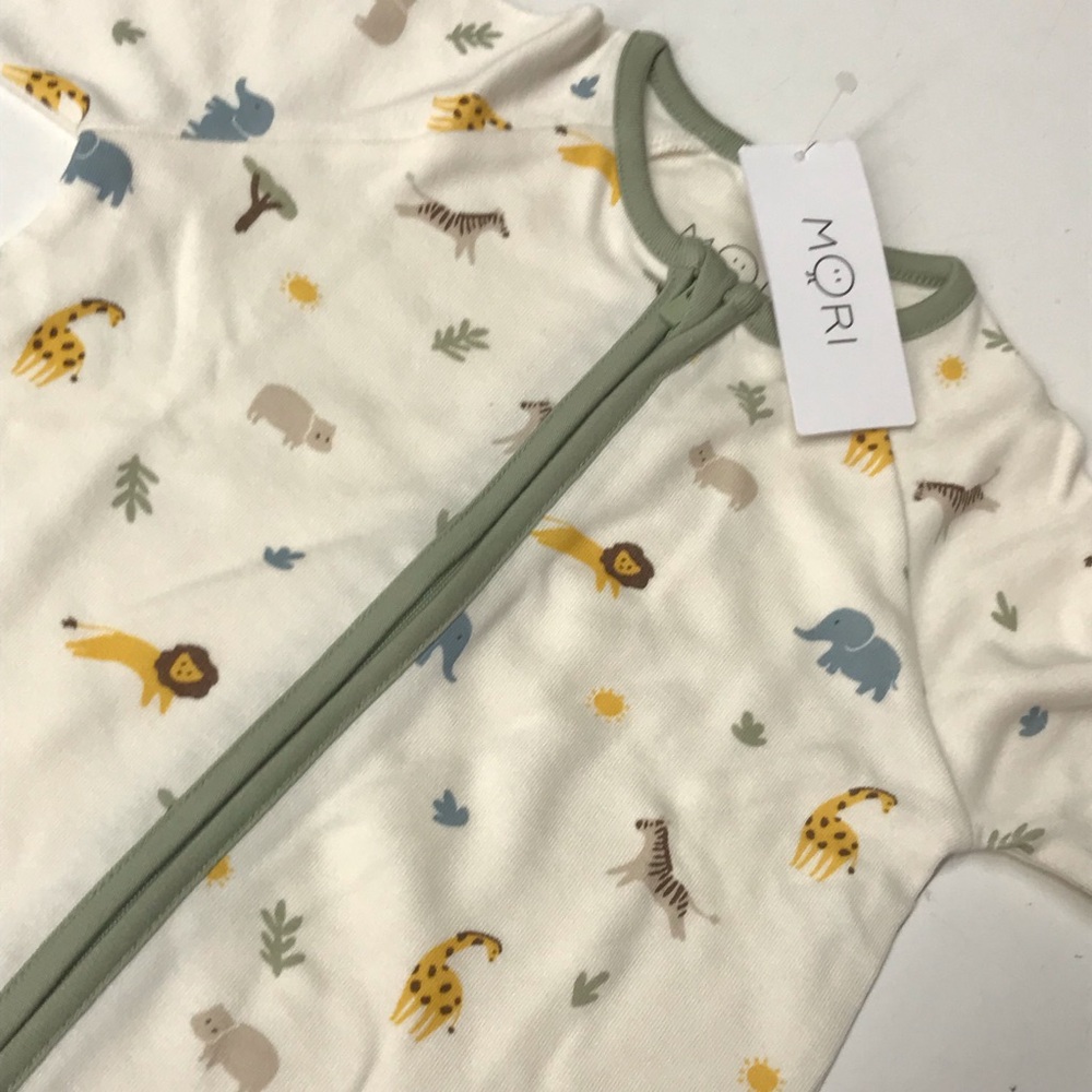 Baby Mori Organic Bamboo Summer Pajamas zip shortie animal pattern 18-24 mo - Picture 6 of 6